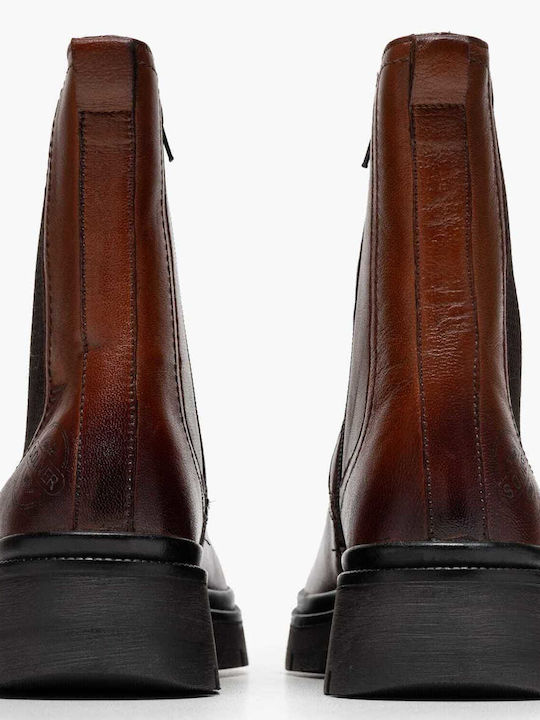 Leather Women's Ankle Boots Tabac Brown