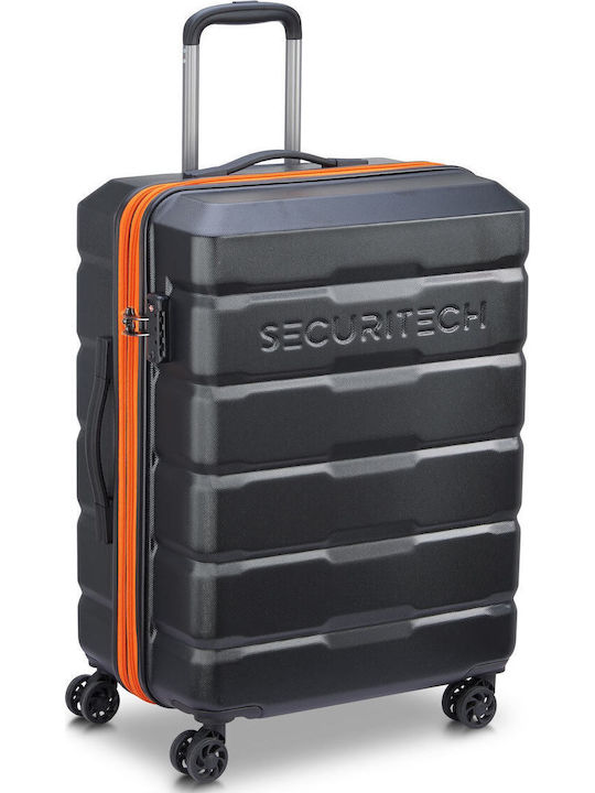 Securitech by Delsey Citadel Μεσαία Βαλίτσα Ταξιδίου Σκληρή Μαύρη με 4 Ρόδες Ύψους 65.5εκ.