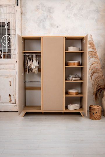 Тройна врата Нтoулάпа Кафяв 136.2x50x175.7см