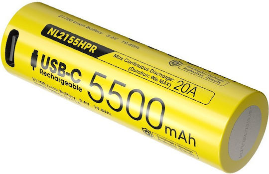 NiteCore Επαναφορτιζόμενη Μπαταρία 21700 5500mAh