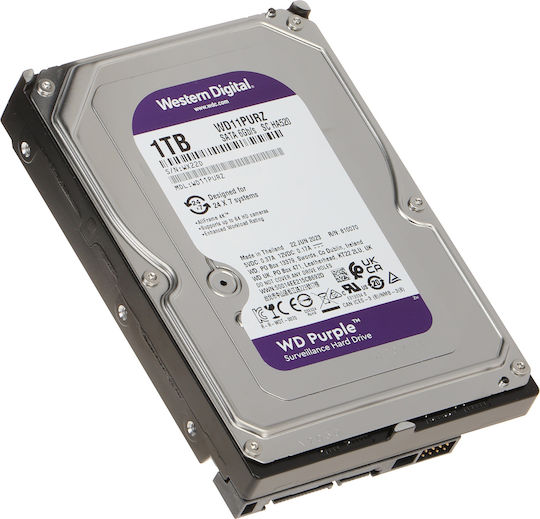 Western Digital Purple 1TB HDD Σκληρός Δίσκος 3.5" SATA III 5400rpm με 64MB Cache για Καταγραφικό WD11PURZ