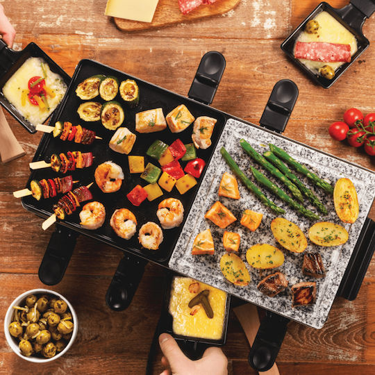 Russell Hobbs Επιτραπέζια Ηλεκτρική Ψησταριά Raclette Λείας και Αυλακωτής Πλάκας 1400W με Ρυθμιζόμενο Θερμοστάτη