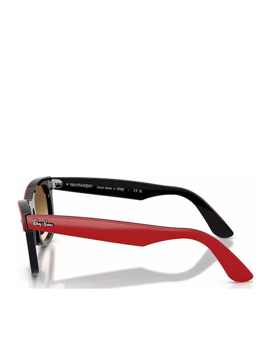Ray Ban Wayfarer Street Unisex Sunglasses with Red Plastic Frame and Brown Gradient Lens RB2240 955/51