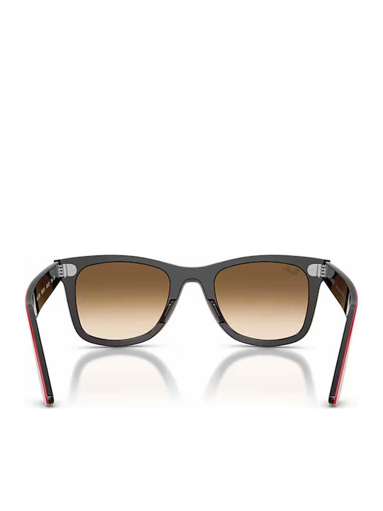 Ray Ban Wayfarer Street Unisex Sunglasses with Red Plastic Frame and Brown Gradient Lens RB2240 955/51