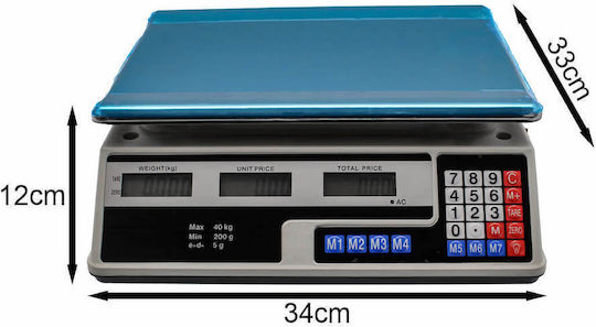 Electronic Retail Scale with Weighing Capacity of 40kg and Division 5gr
