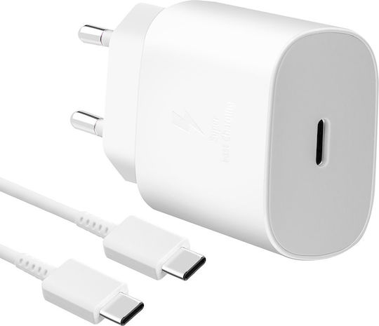 Samsung USB 2.0 Cable USB-C male - USB-C 25W Λευκό 1m EP-DA905BWE Bulk