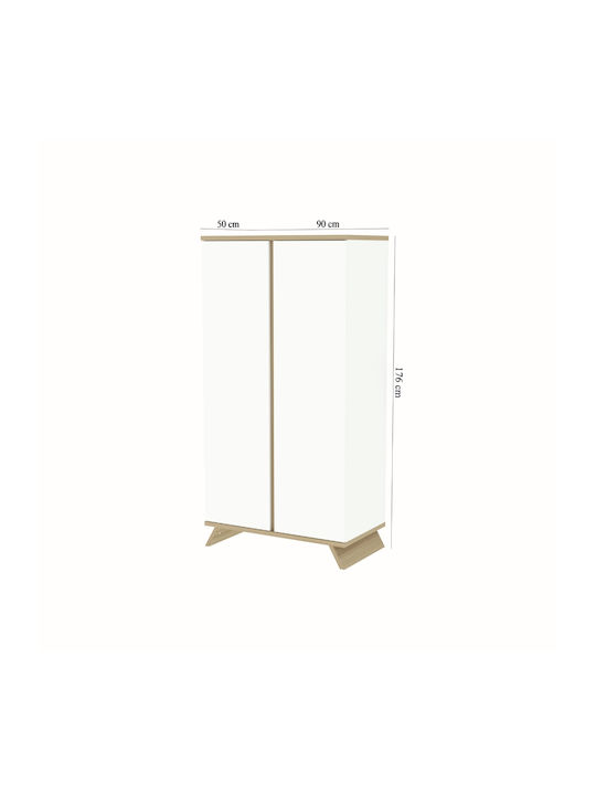 Δίφυλλη Ντουλάπα Λευκή 90x50x175.7cm Δίφυλλη Ντουλάπα Λευκή 90x50x175.7cm