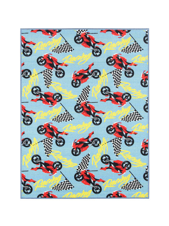 Kids Rug Playroom Machines Light Blue 133x190
