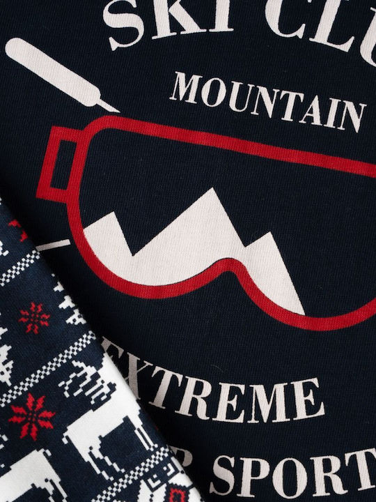 Minerva Kids Winter Nightwear Blue Navy Ski Club