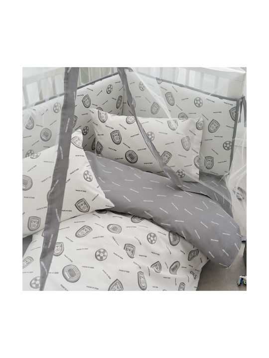 Vesta Home Σετ Βρεφική Παπλωματοθήκη με Μαξιλαροθήκη Baby Paok02 Γκρι 120x165εκ.