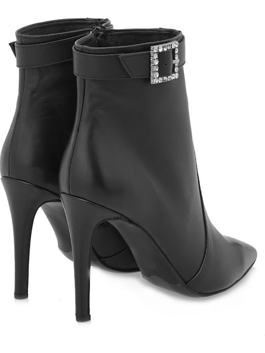 Leder Stiefeletten Damen Schwarz