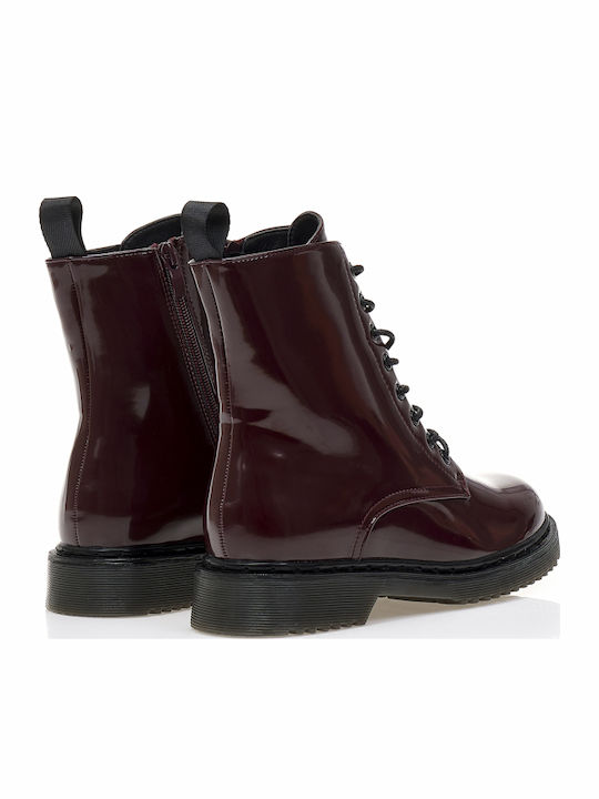 Stiefeletten Damen aus Lackleder Burgundisch
