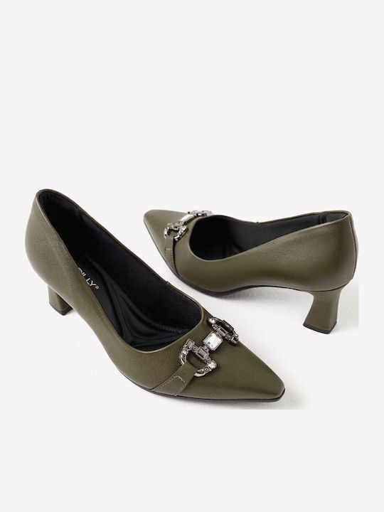 Anatomic Synthetic Leather Green Medium Heels