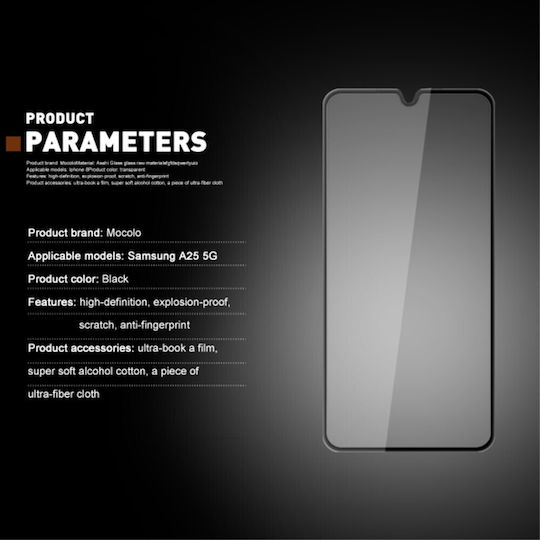 Пълно лепило Закалено стъкло за цялото лице Черен (Galaxy A25 5G)