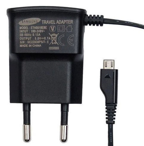 Samsung Încărcător Cu Cablu Încorporat Micro USB Negru (ETA0U10EB)