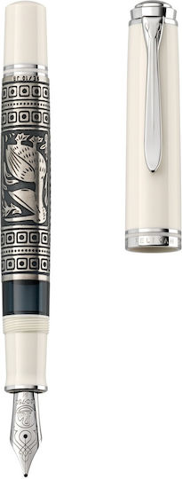 Pelikan Toledo Writing Pen White made of Steel with Blue Ink