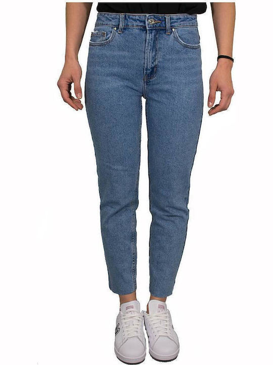 Hoch tailliert Damenjeans in Gerader Linie Light Blue Denim