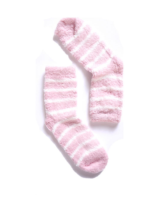 Frauensocken Fleece Gestreift Rosa