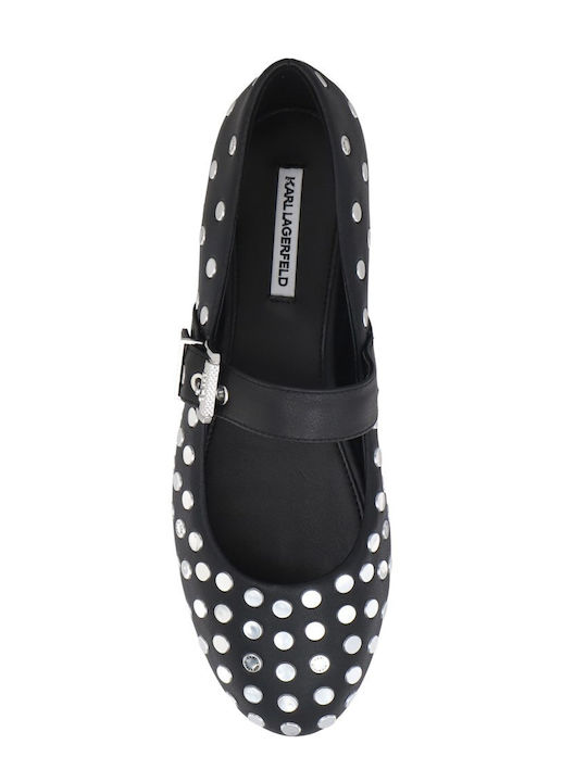 Synthetic Leather Ballerinas With strap Black