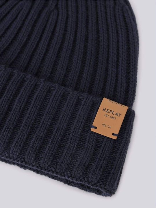 Beanie Ανδρικός Σκούφος με Rib Πλέξη σε Μπλε χρώμα