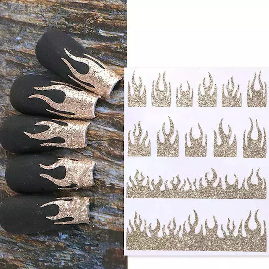 Joyful Nageldesign Goldene Flamme Kunstaufkleber Für Nägel