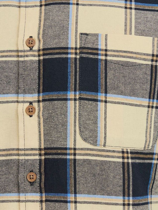 Long-sleeved Flannel Shirt Checked Blue
