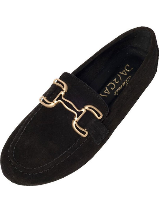 Leather Women's Moccasins in Black Color