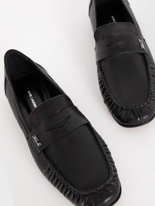 Damen Mokassins Aus Leder In Schwarz Farbe
