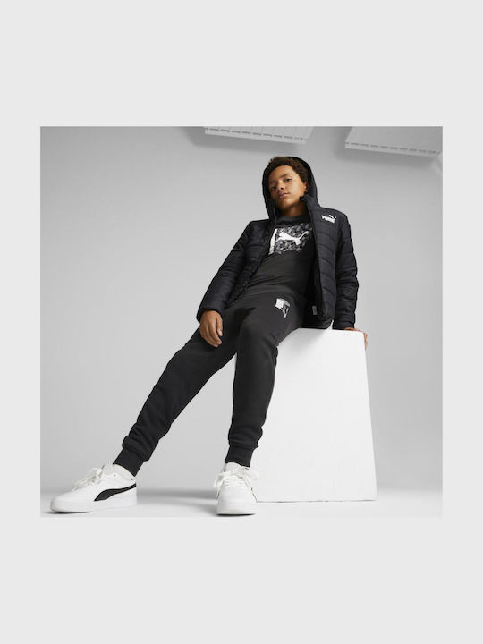 Kids' Sports Jacket Short with Hood Black