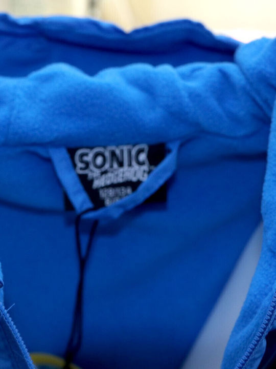 Geacă Casual pentru Copii cu Căptușeală și Glugă Albastră Sonic