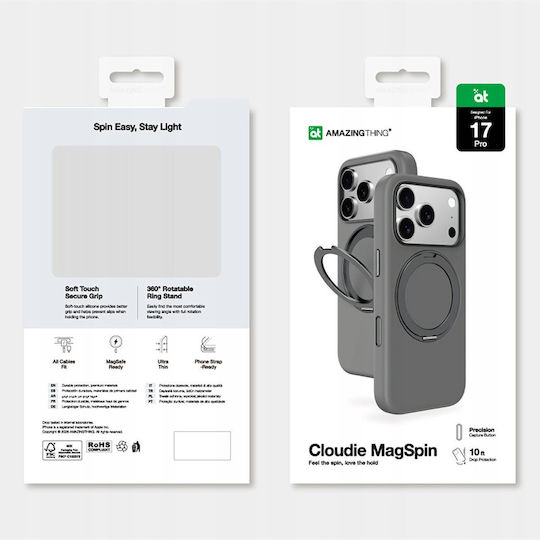 AmazingThing Cloudie Silicone 360 Full Cover Grey for iPhone 18 / 17 Pro