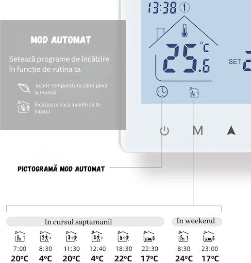 Digital Termostat Spațiu Smart cu Wi-Fi