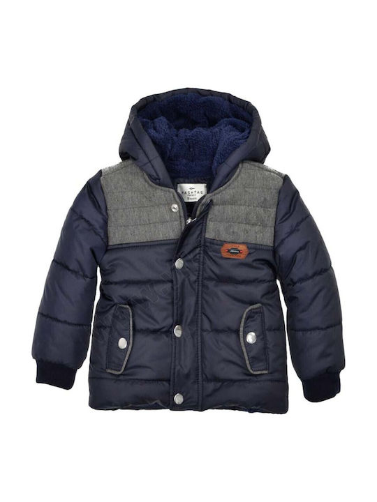 Kinder Steppjacke Kurz mit Kapuze Blau