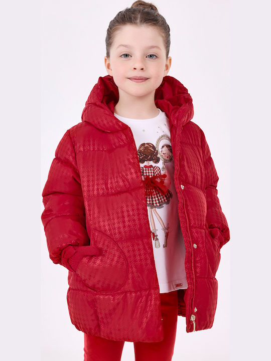 Kids' Quilted Jacket Short with Hood Red