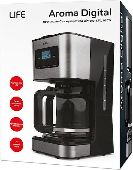 Life CM-200 Programmable Filter Coffee Machine 950W Silver