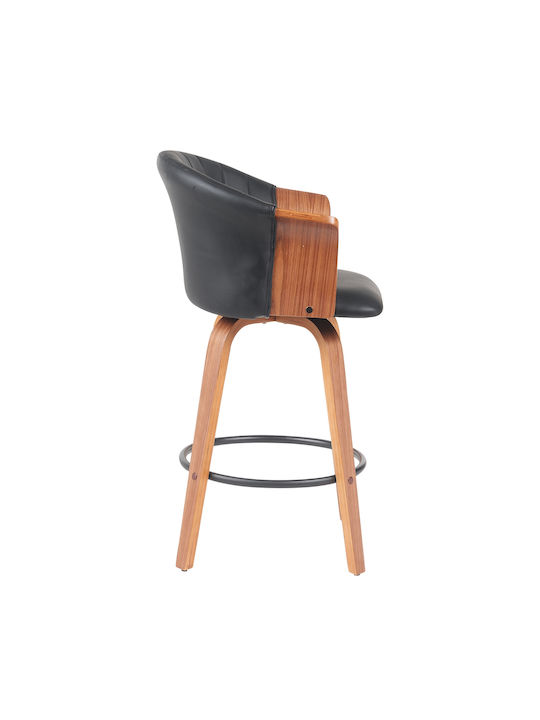 Hocker Bar mit Rückenlehne Hölzernes Black, Brown 50x50x103cm