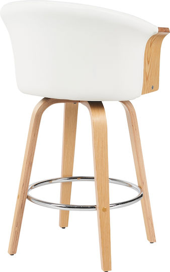 Stool Bar with Backrest Wooden White 50x50x103cm