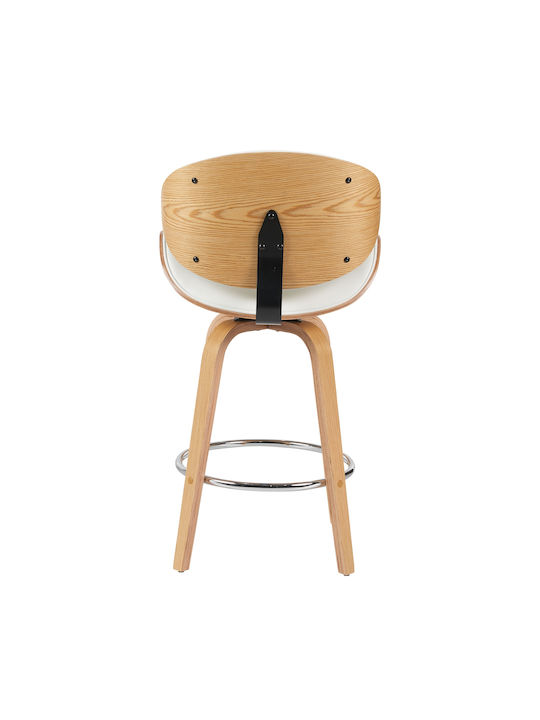 Stool Bar with Backrest Wooden White 52x55x107cm