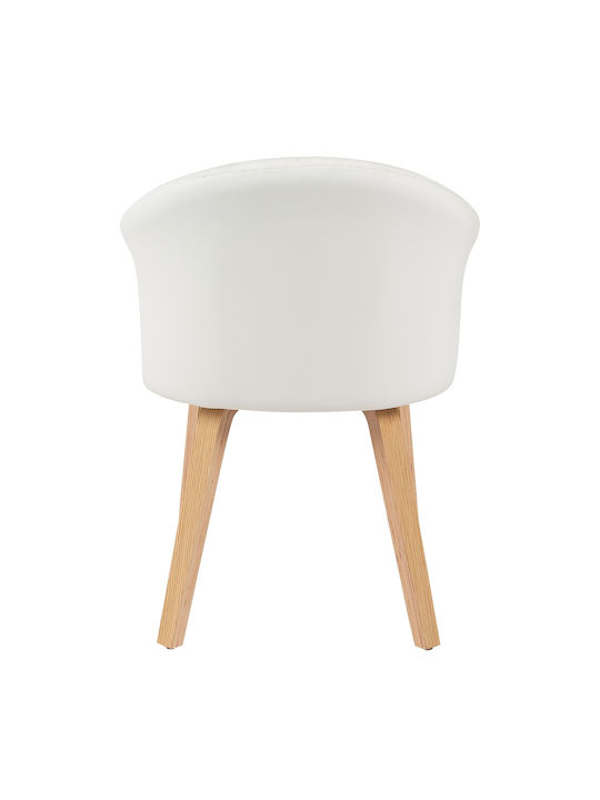 Dining Room Wooden Armchair White/Natural 55x58x78cm