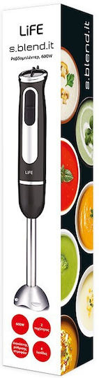 Life S.blend.it Blender De Mână Cu Tijă Din Inox 600W Negru