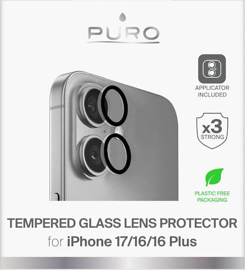 Puro Camera Protection Tempered Glass Transparent for the iPhone 17, iPhone 16, iPhone 16 Plus