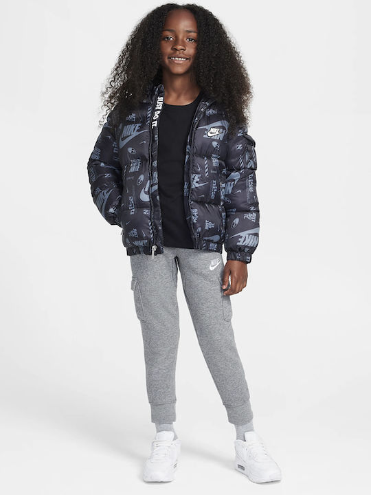 Kinder Sportjacke mit Futter & Kapuze Schwarz