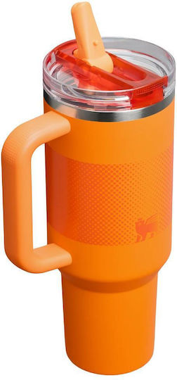 Stanley Flip Handled Tumbler Thermos Stainless Steel 1.18lt Golden Rod Fade with Straw and Handle