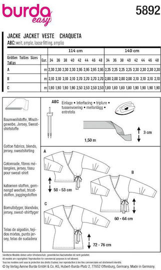 Патрон Burda Блузи Ризи 34-48 5892
