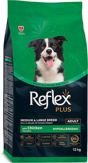 Reflex Plus 12kg Dry Food for Adult Medium & Large Breed Dogs with Chicken, Rice and Liver