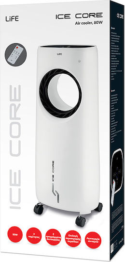 Life Ice Core Ανεμιστήρας Χωρίς Πτερύγια 80W με Τηλεχειριστήριο Λευκός