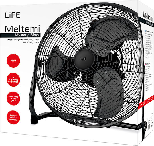 Life Meltemi Вентилатор Подов 100W С Диаметър 40см Черен