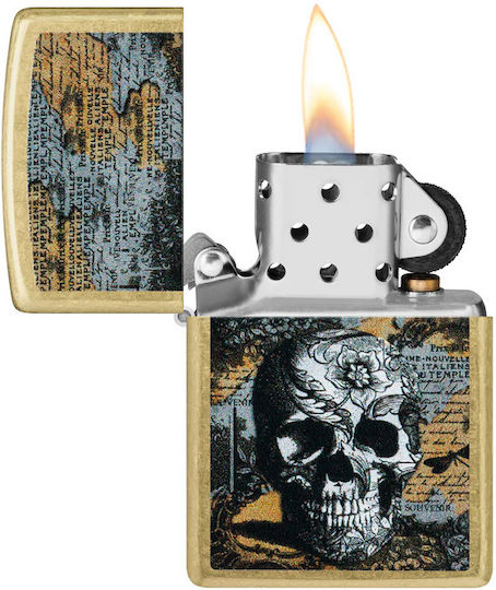 Zippo Floral Skull Lighter Flame Multicolour