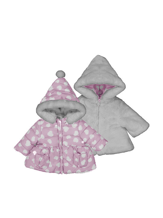 Kids' Casual Jacket Short Double Sided with Lining & Hood Lilac