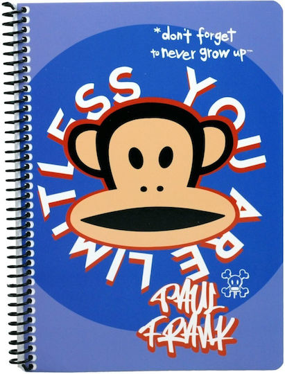 Paul Frank Spiral Notebook Ruled B5 70 Sheets 2 Subjects 1pcs (Μiscellaneous Designs)